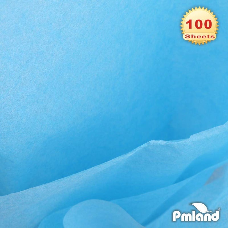 PMLAND ورق تغليف من PMLAND 100 ورقة باللون الأزرق السماوي، 20x15 بوصة، ورق تغليف ملون مزدوج الجوانب للهدايا، الحقائب، الحرف اليدوية، حفلات الزفاف، والديكورات في المناسبات والأعياد - Image 5